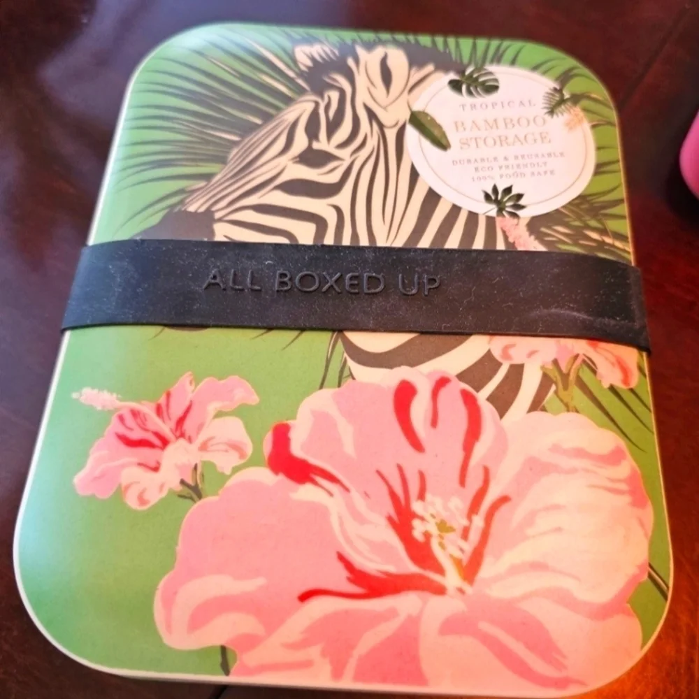 BAMBOO Storage Containers Eco Friendly Zebra Design